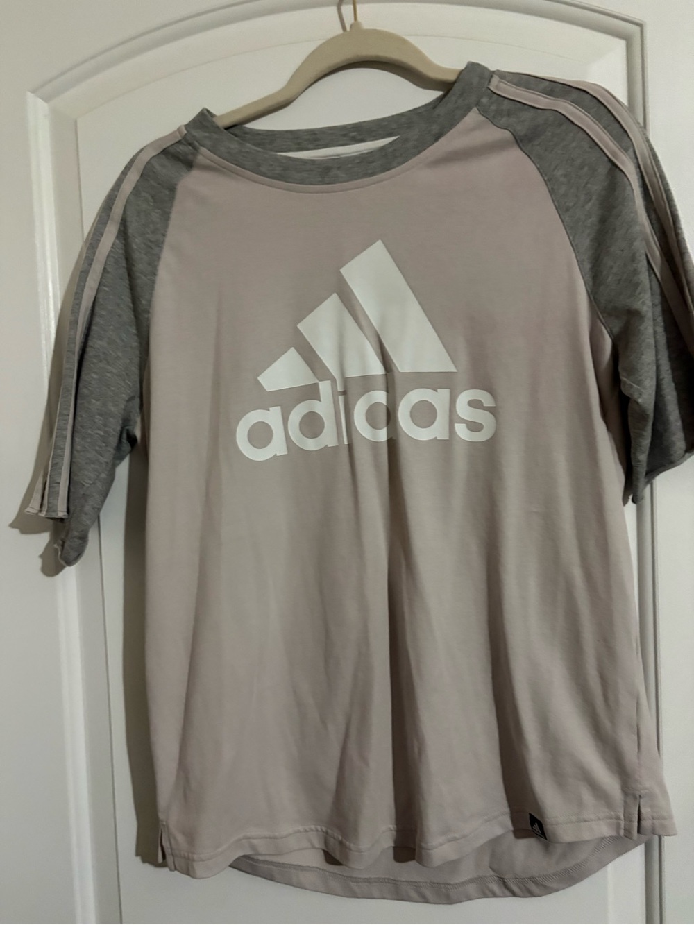 adidas Light Pink & Gray Short Sleeve Logo Tee